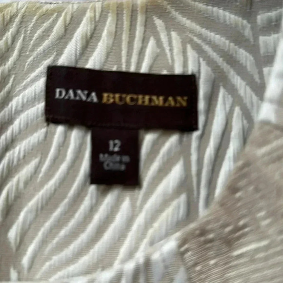 Dana Buchanan tan and cream sleeveless lined dress size 12 - Picture 3 of 7